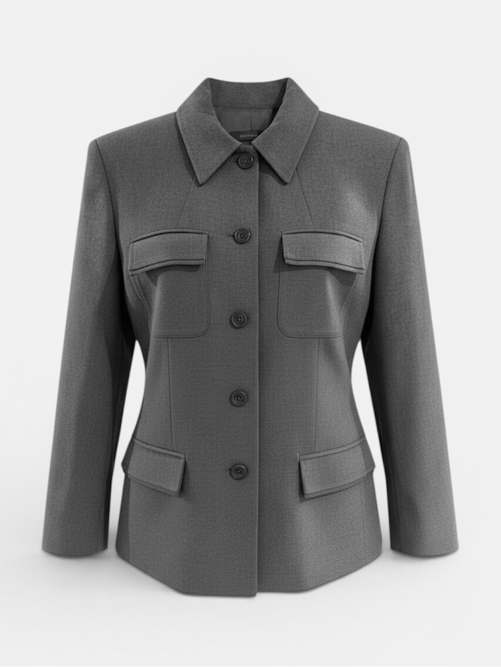 Liz Claiborne Grey Single Breasted Dress Jacket Top Stitching